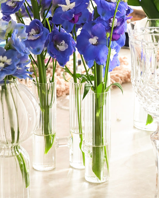 Vaso Tubos Thassia Naves em Vidro Canelado Baixo