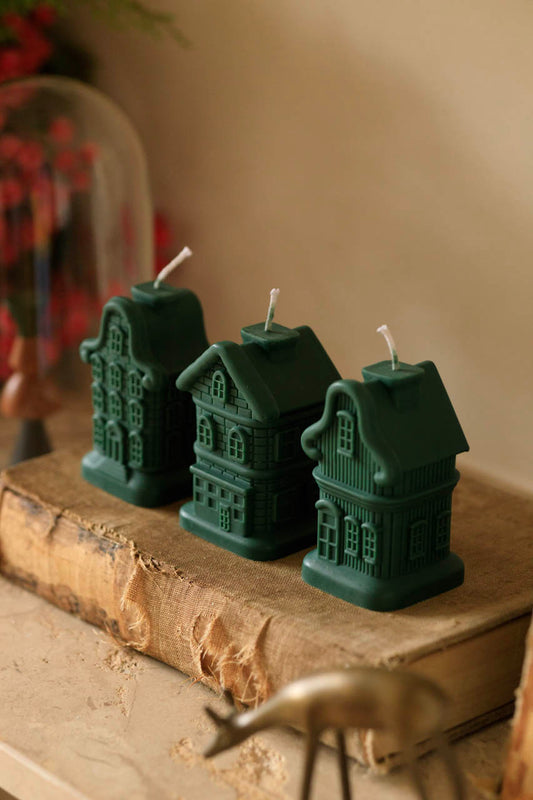 Trio de Velas Vila de Natal Verde - Disponível em 10 dias úteis