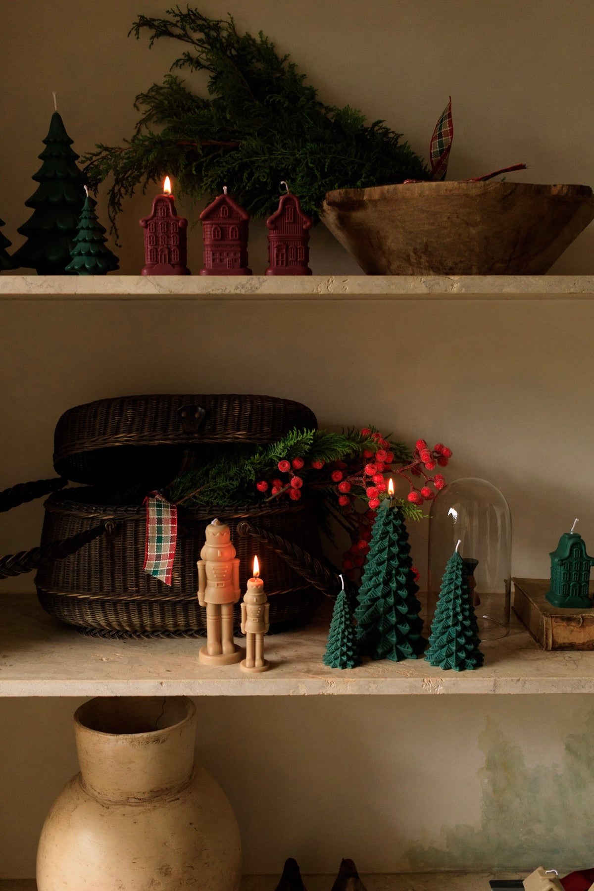 Trio de Velas Vila de Natal Bordô - Disponível em 10 dias úteis