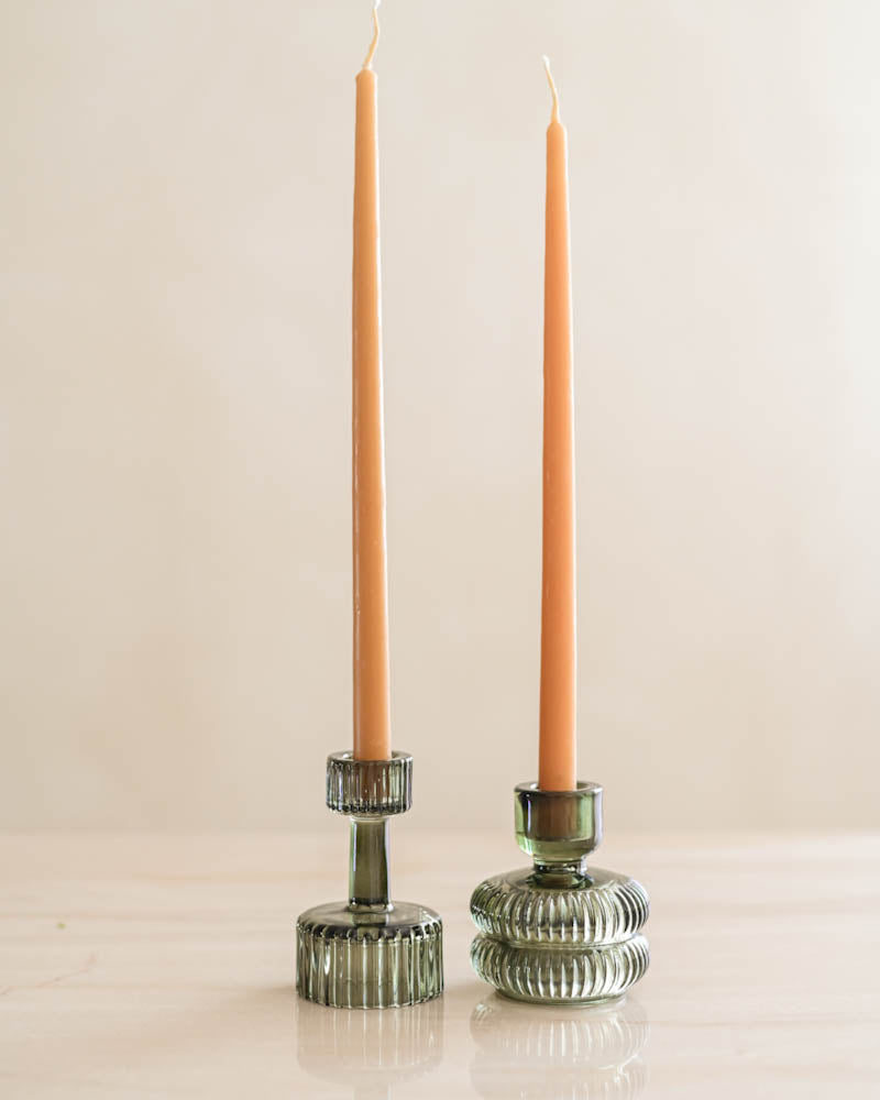 Kit 4 Castiçais em Vidro Canelados