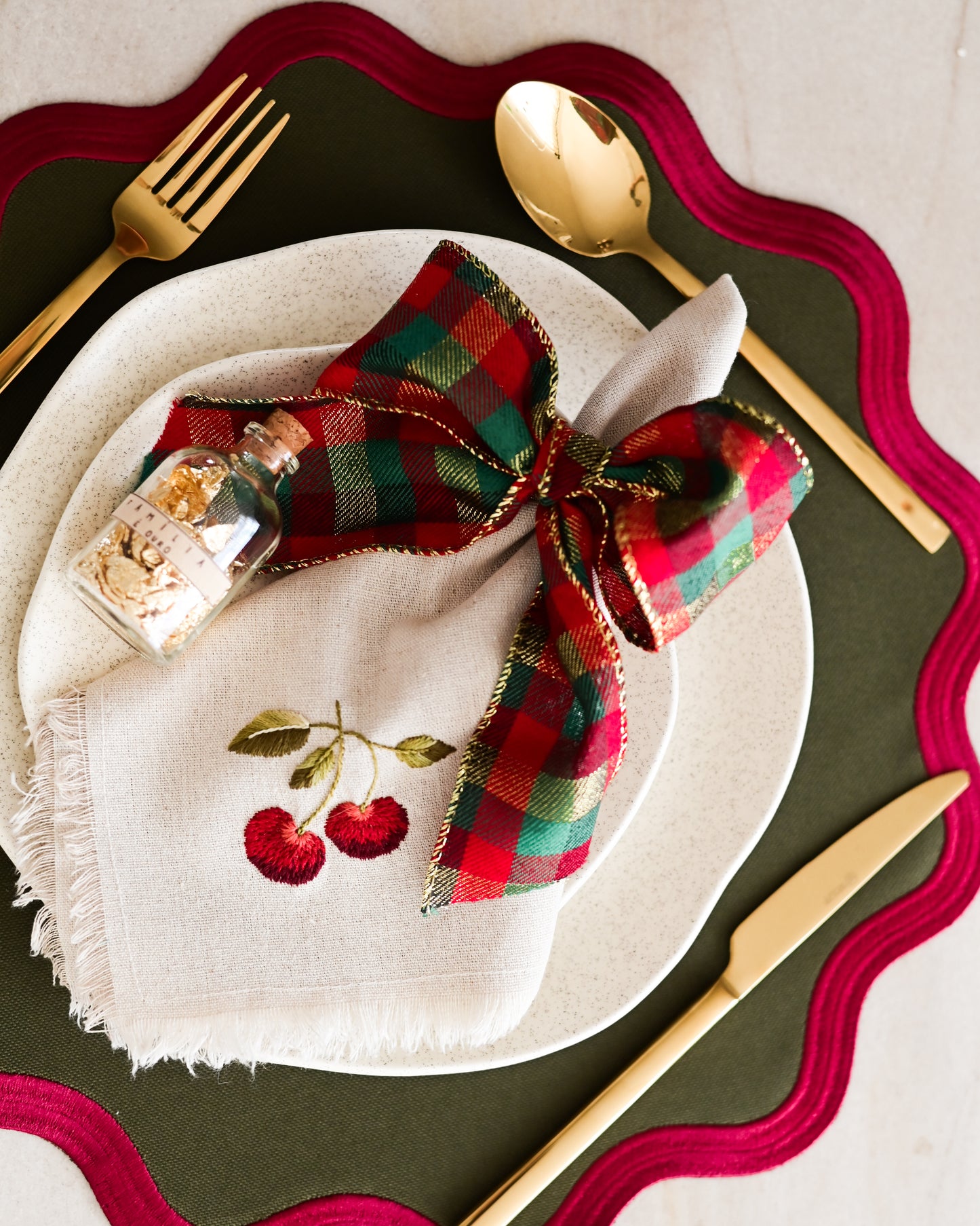 Jogo Americano Dupla Face Verde e Fendi com Presponto Bordô - Previsão Entrega 10 de Dezembro