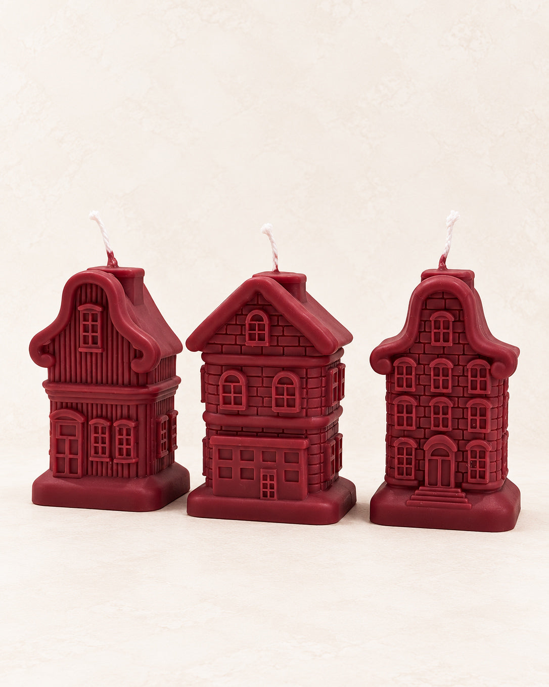 Trio de Velas Vila de Natal Bordô - Disponível em 10 dias úteis