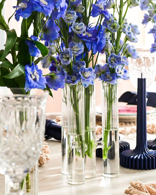 Vaso Tubos Thassia Naves em Vidro Canelado Alto