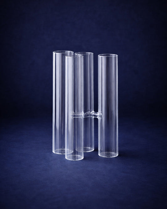 Vaso Tubos Thassia Naves em Vidro Canelado Alto