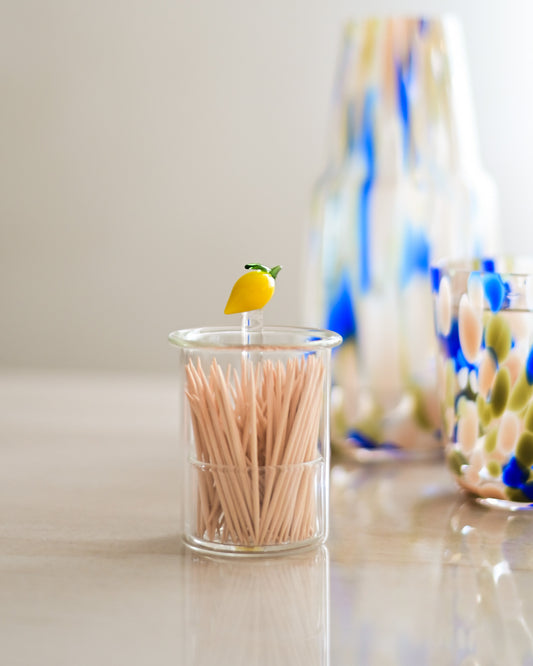 Porta Palitos Limão em Vidro
