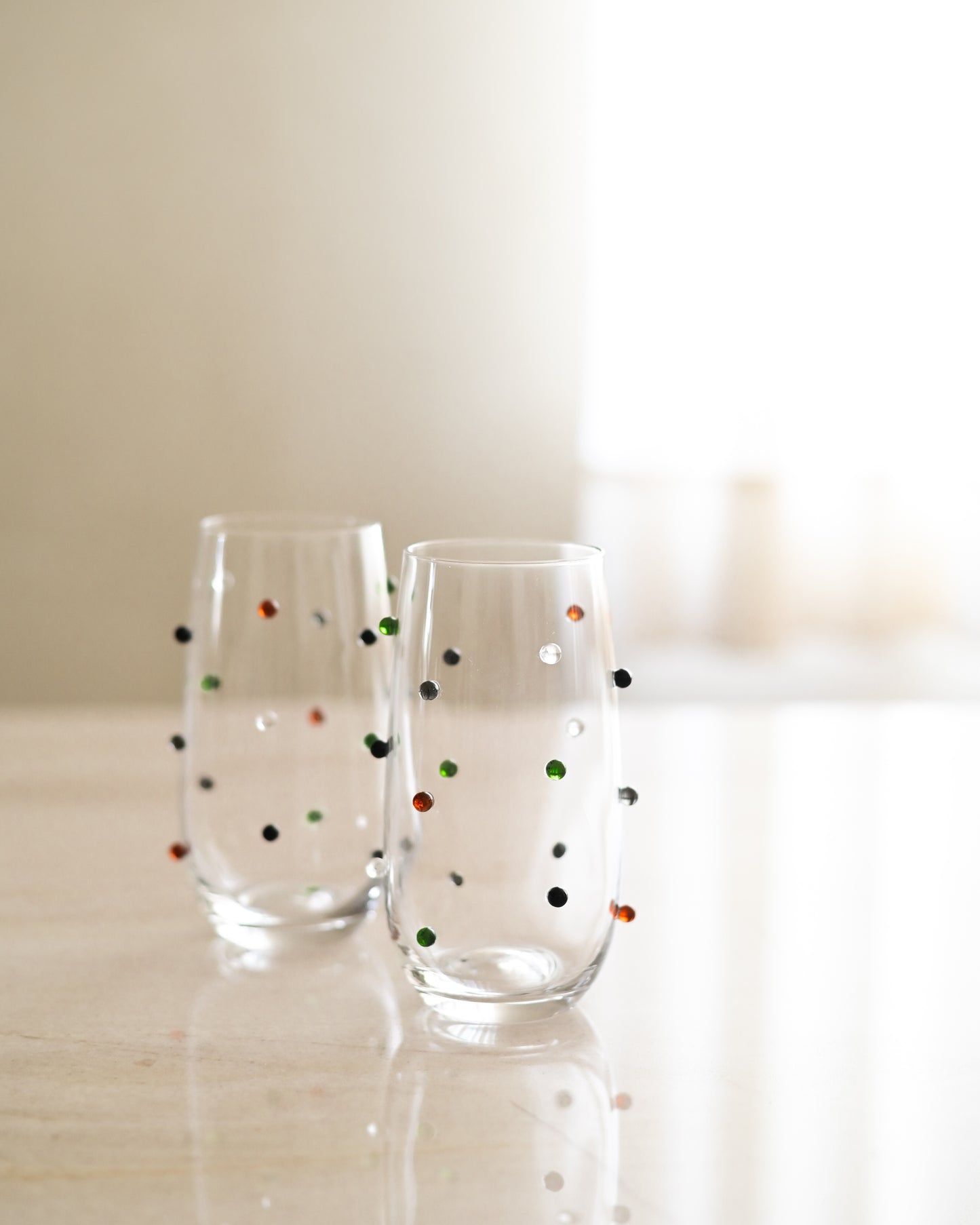 Copo em Vidro Mini Esferas Coloridas