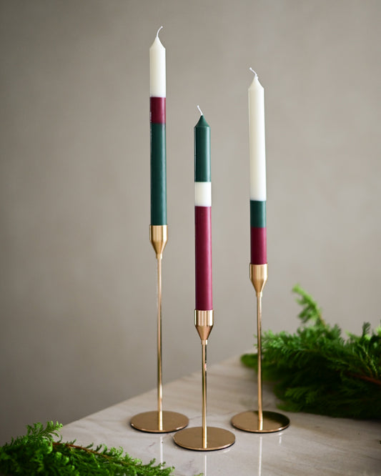 Kit 3 Velas Listradas Natal - Designed By Studio Garcia