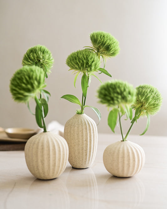 Trio Vasinhos Ouriços em Cerâmica