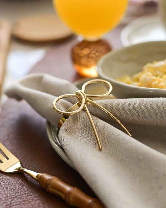 Conjunto 4 Porta Guardanapos Laço Dourado