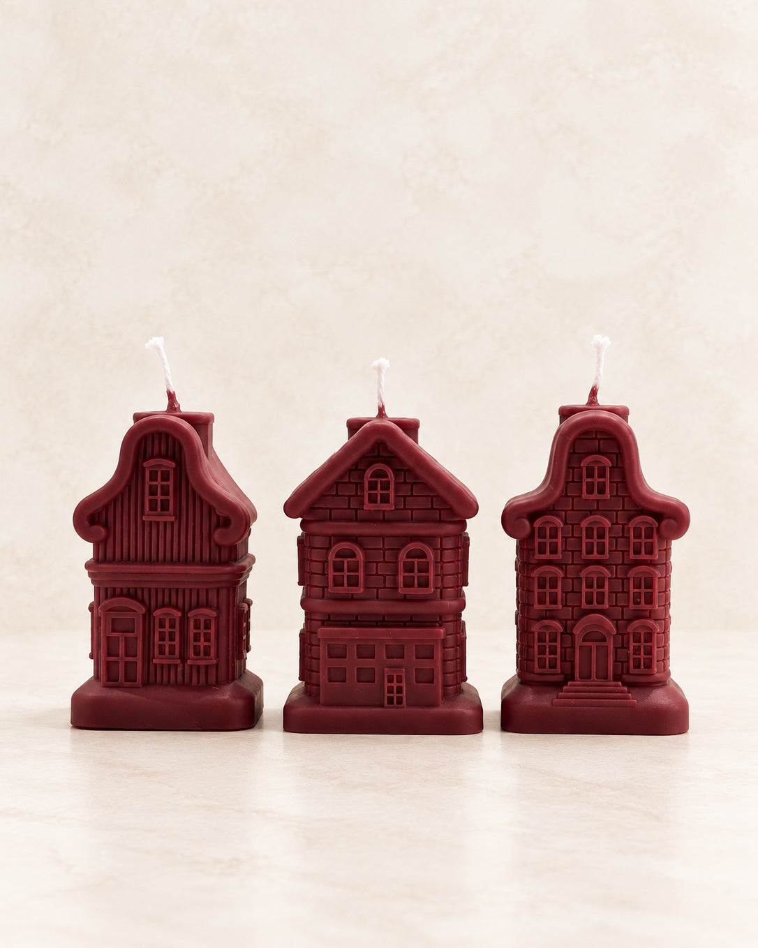 Trio de Velas Vila de Natal Bordô - Disponível em 10 dias úteis
