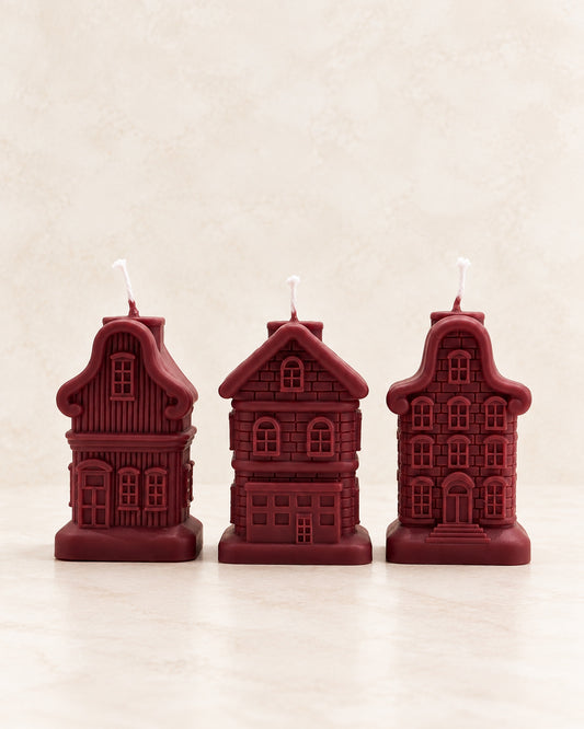 Trio de Velas Vila de Natal Bordô - Disponível em 10 dias úteis