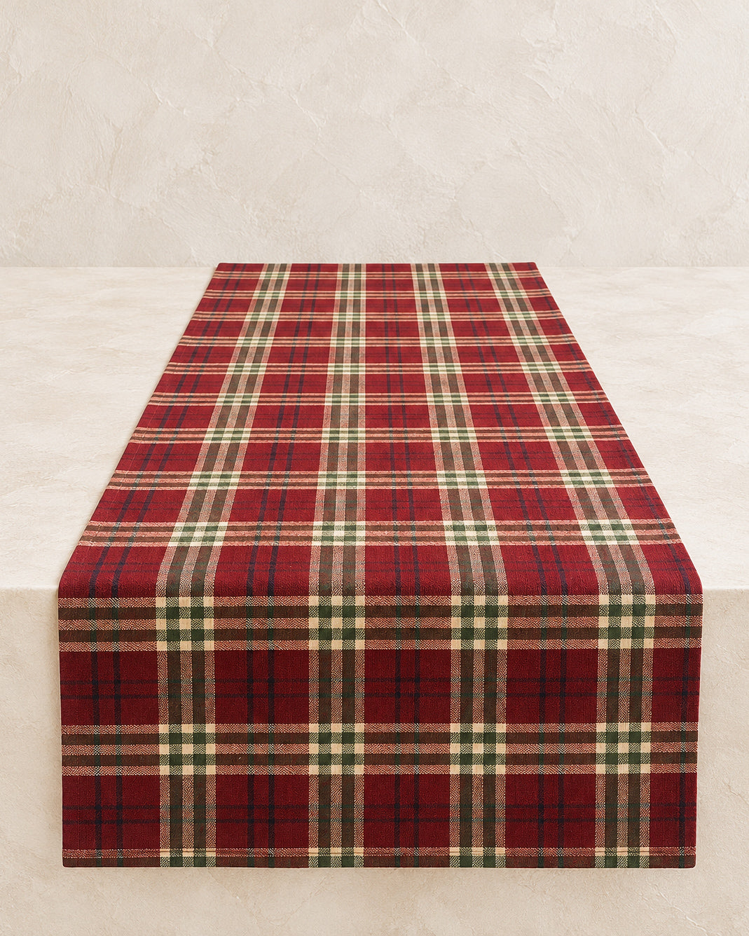 Trilho de Mesa Xadrez Tartan Bordô 210 cm