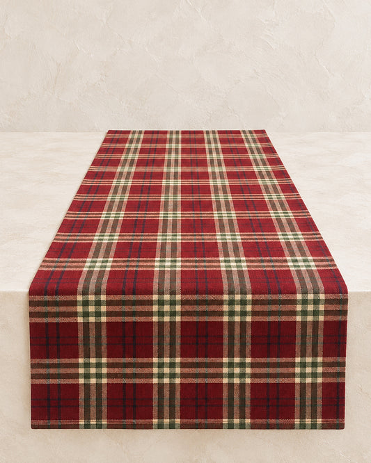 Trilho de Mesa Xadrez Tartan Bordô 210 cm