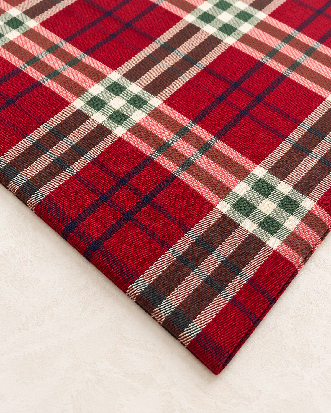 Trilho de Mesa Xadrez Tartan Bordô 210 cm