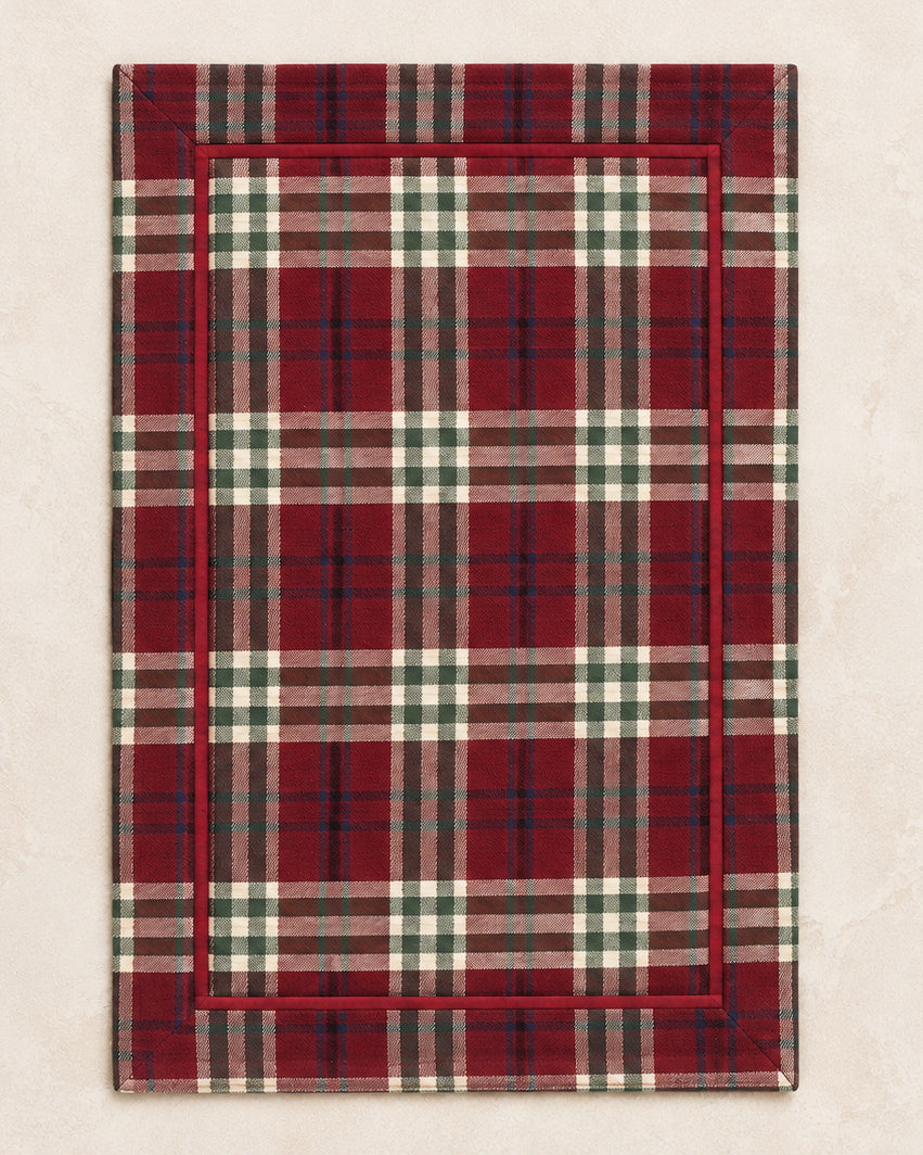 Jogo Americano Xadrez Tartan Bordô 50x36cm