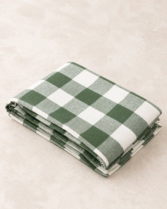 Toalha de Mesa Retangular em Tecido Xadrez Verde 150 x 280 cm