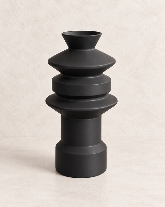 Vaso em Cerâmica Totem Preto G