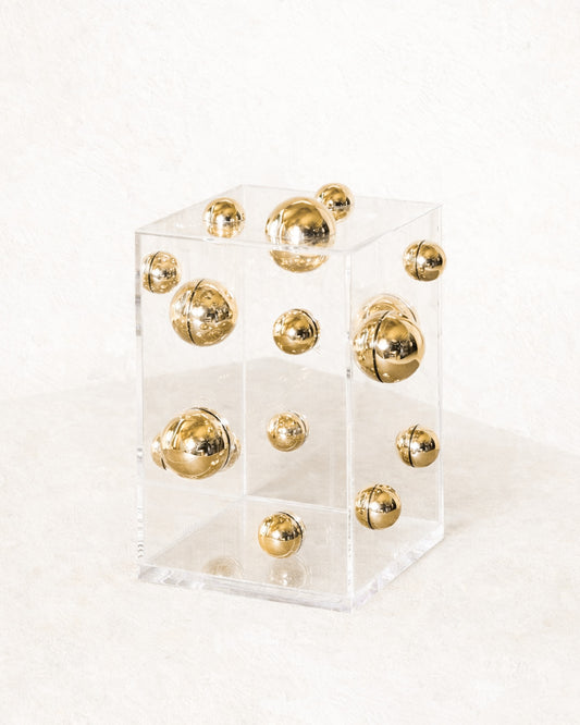 Escultura Match em Acrílico e Esferas em Dourado 20cm By Gabs