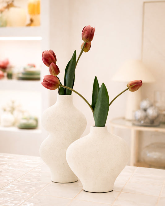 Vaso Orgânico em Cerâmica Off White 25cm