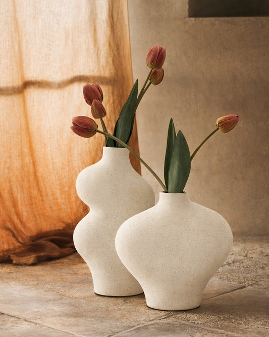 Vaso Orgânico em Cerâmica Off White 38cm