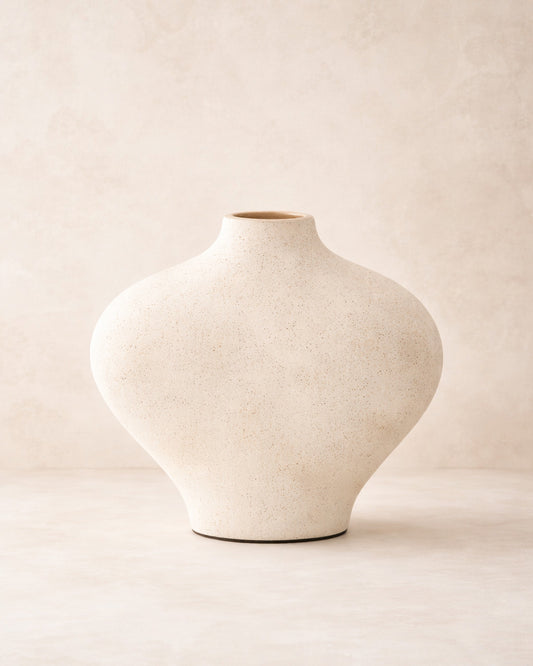Vaso Orgânico em Cerâmica Off White 25cm