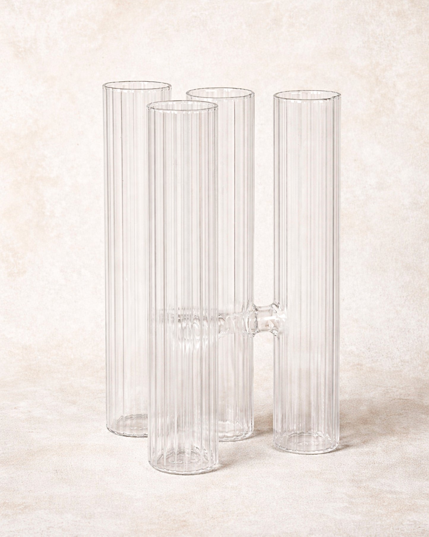 Vaso Tubos Thassia Naves em Vidro Canelado 20cm
