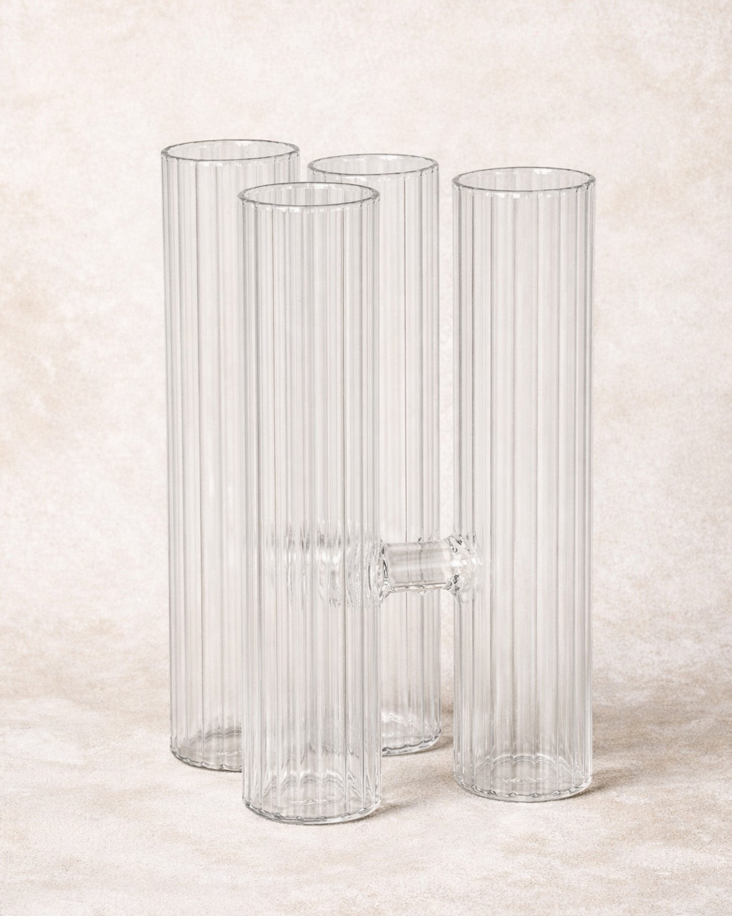 Vaso Tubos Thassia Naves em Vidro Canelado 12,5 cm