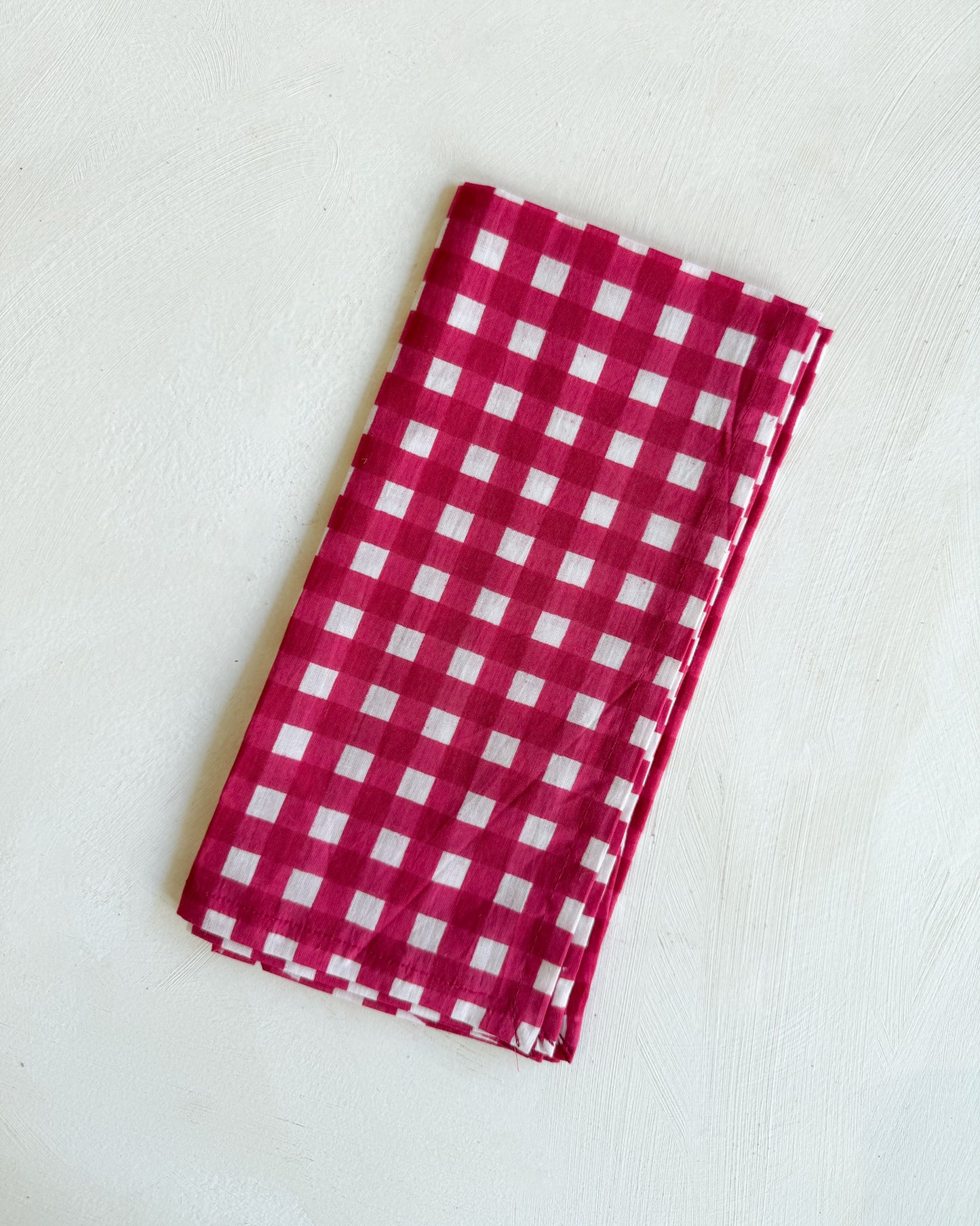 Guardanapo em Algodão Xadrez Rosa