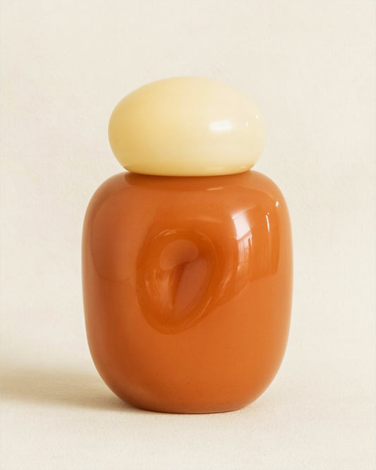 Vaso Bubble em Vidro cor Manteiga e Terroso 27cm